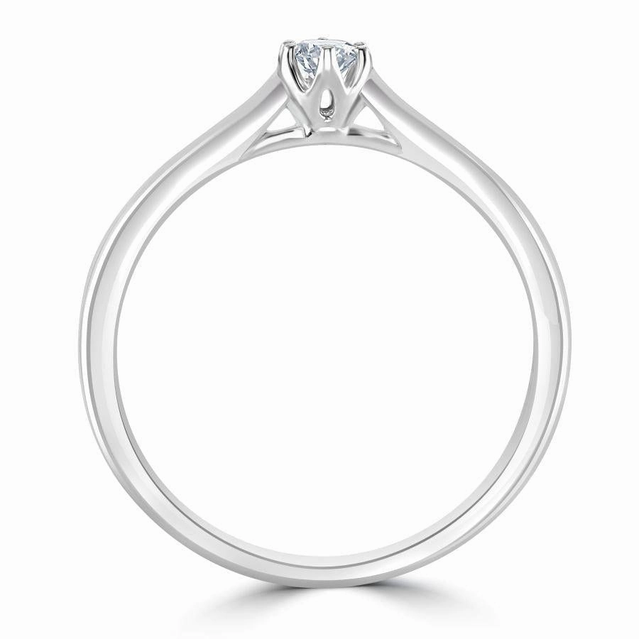 0.10ct Round Brilliant Cut Diamond Solitaire 18ct White Gold Ring