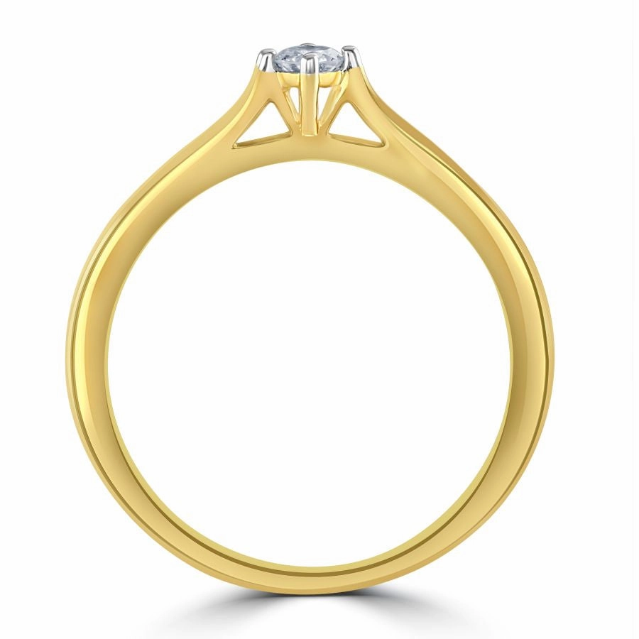 0.10ct Round Brilliant Cut Diamond Solitaire 18ct Yellow Gold Ring