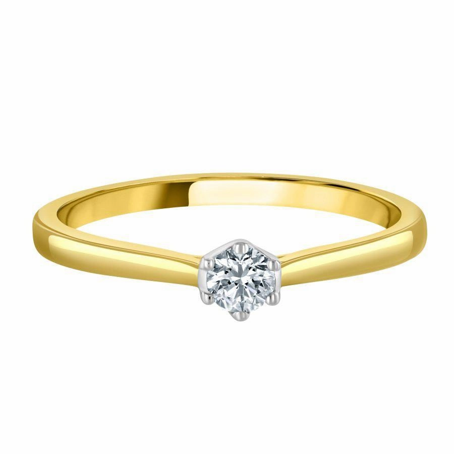 0.15ct Round Brilliant Cut Diamond Soliatire 18ct Yellow Gold Ring