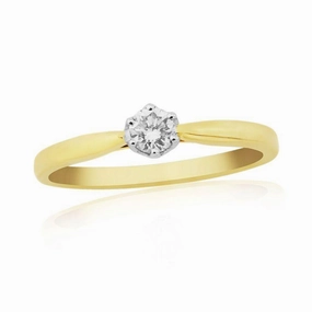 0.15ct Round Brilliant Cut Diamond Solitaire 9ct Yellow Gold Ring
