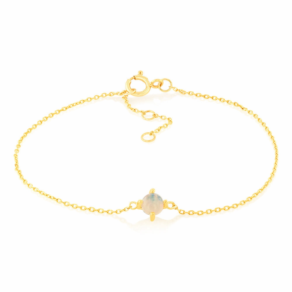 0.17 Carat Opal Adjustable Bracelet 17cm in 9ct Yellow Gold