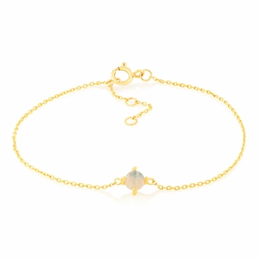 0.17 Carat Opal Adjustable Bracelet 17cm in 9ct Yellow Gold