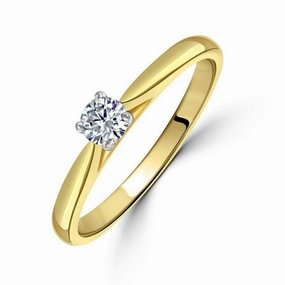 0.20ct Round Brilliant Cut Diamond Solitaire 18ct Yellow Gold Ring