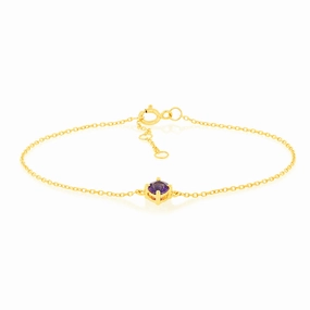 0.23 Carat Amethyst Adjustable Bracelet 17cm in 9ct Yellow Gold