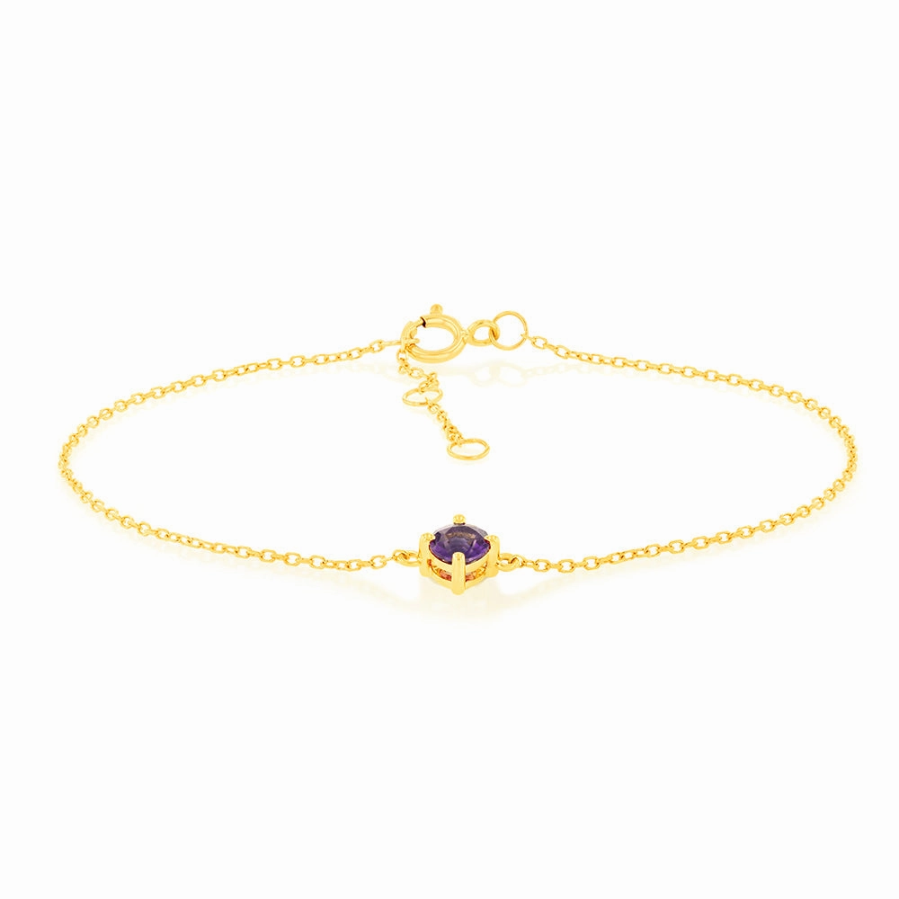 0.23 Carat Amethyst Adjustable Bracelet 17cm in 9ct Yellow Gold