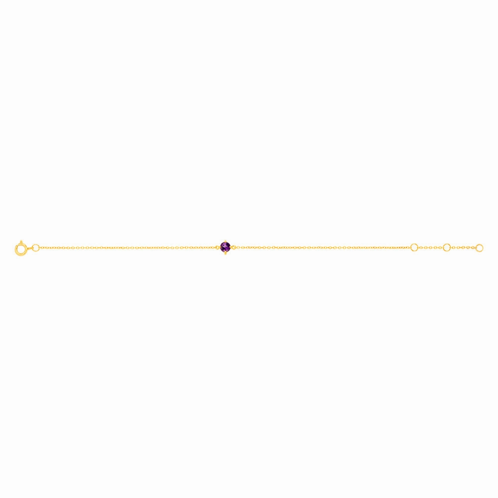 0.23 Carat Amethyst Adjustable Bracelet 17cm in 9ct Yellow Gold