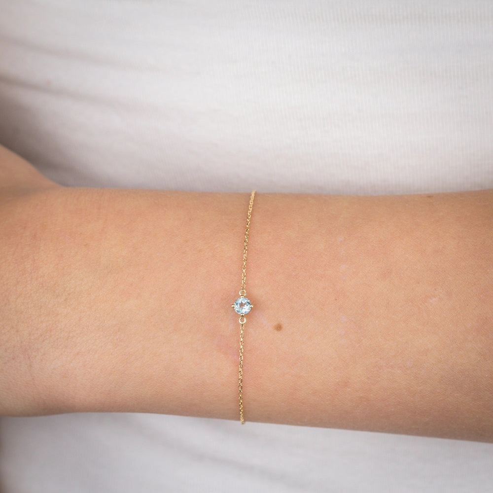 0.24 Carat Aquamarine Adjustable Bracelet 17cm in 9ct Yellow Gold