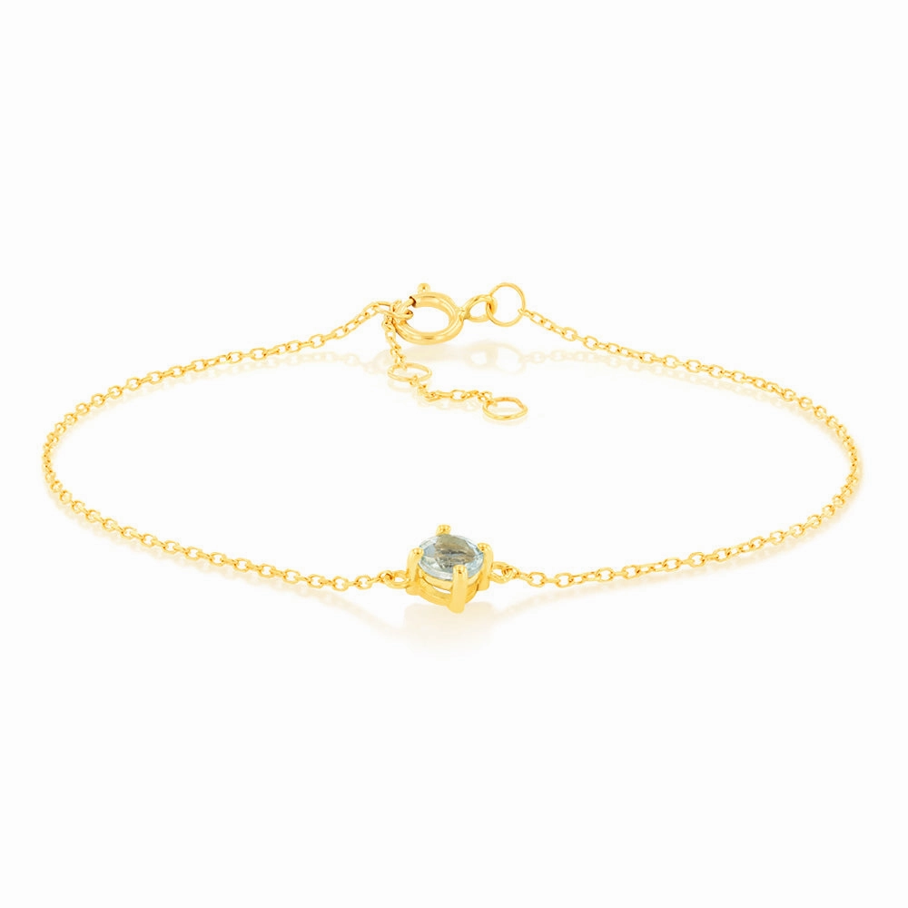 0.24 Carat Aquamarine Adjustable Bracelet 17cm in 9ct Yellow Gold