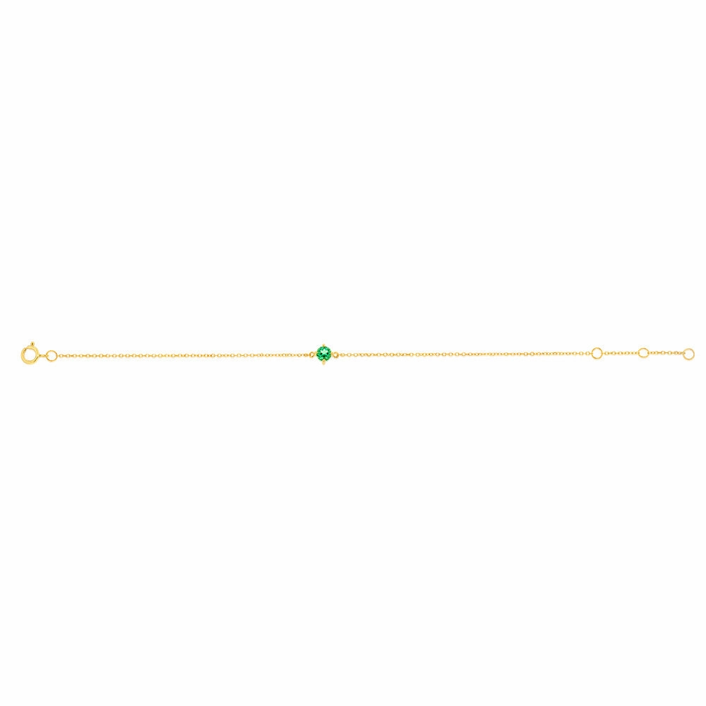 0.24 Carat Created Emerald Adjustable Bracelet 17cm in 9ct Yellow Gold