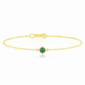 0.24 Carat Created Emerald Adjustable Bracelet 17cm in 9ct Yellow Gold
