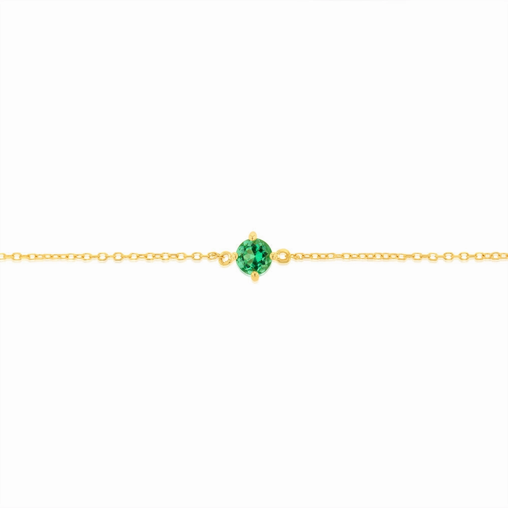 0.24 Carat Created Emerald Adjustable Bracelet 17cm in 9ct Yellow Gold