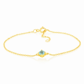 0.30 Carat Blue Topaz Adjustable Bracelet 17cm in 9ct Yellow Gold