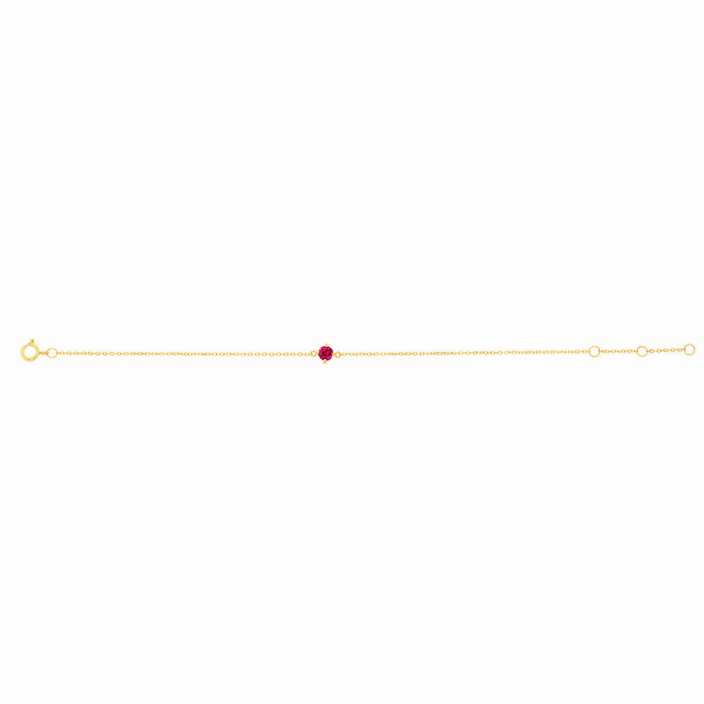 0.30 Carat Created Ruby Adjustable Bracelet 17cm in 9ct Yellow Gold