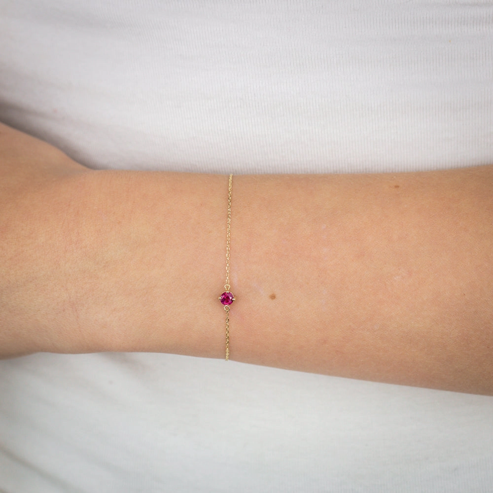 0.30 Carat Created Ruby Adjustable Bracelet 17cm in 9ct Yellow Gold