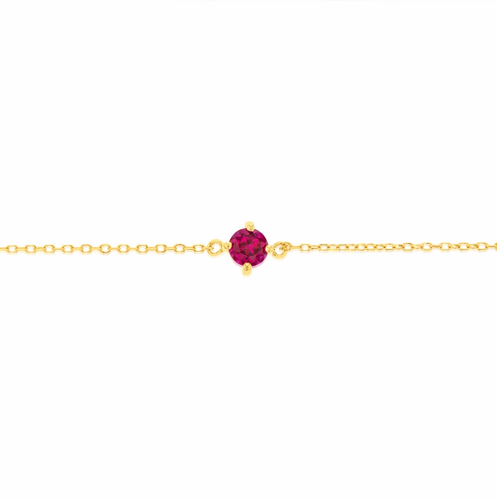 0.30 Carat Created Ruby Adjustable Bracelet 17cm in 9ct Yellow Gold