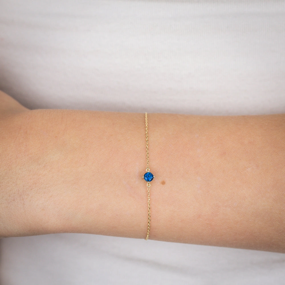 0.30 Carat Created Sapphire Adjustable Bracelet 17cm in 9ct Yellow Gold