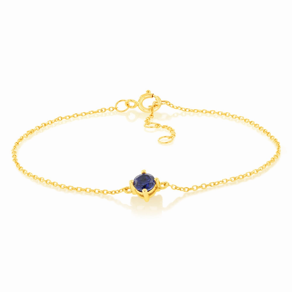 0.30 Carat Created Sapphire Adjustable Bracelet 17cm in 9ct Yellow Gold