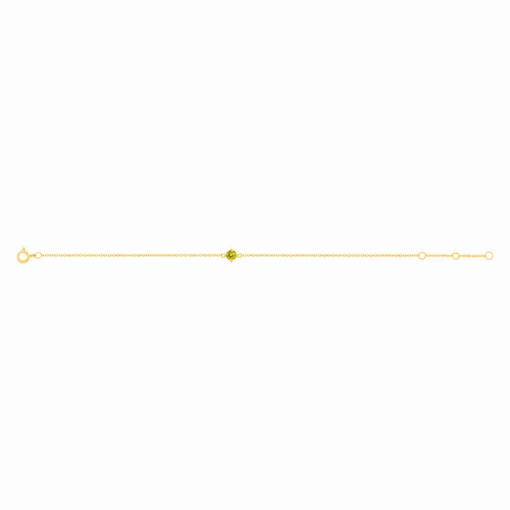 0.30 Carat Peridot Adjustable Bracelet 17cm in 9ct Yellow Gold