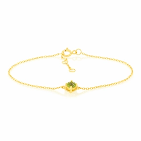 0.30 Carat Peridot Adjustable Bracelet 17cm in 9ct Yellow Gold