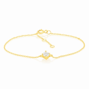 0.30 Carat White Topaz Adjustable Bracelet 17cm in 9ct Yellow Gold