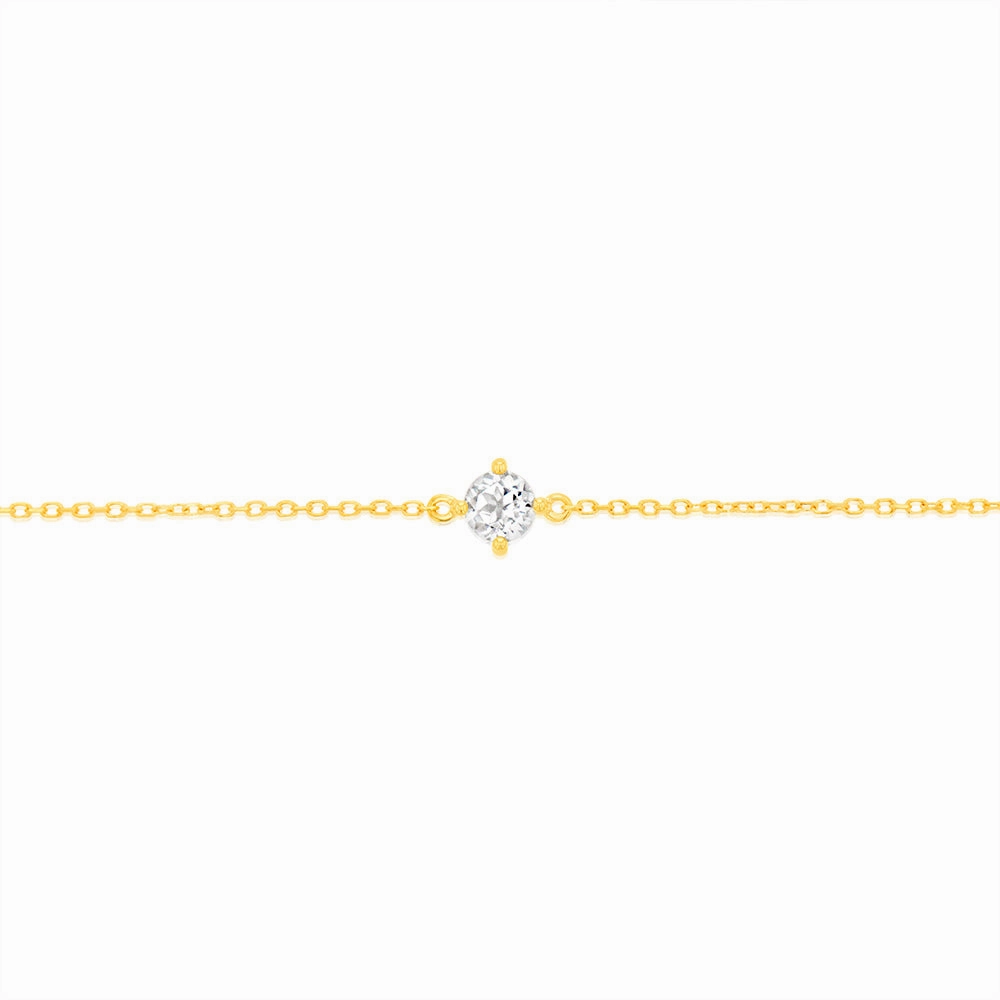 0.30 Carat White Topaz Adjustable Bracelet 17cm in 9ct Yellow Gold