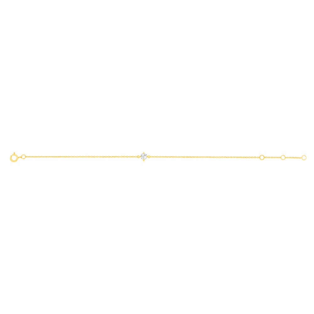 0.30 Carat White Topaz Adjustable Bracelet 17cm in 9ct Yellow Gold