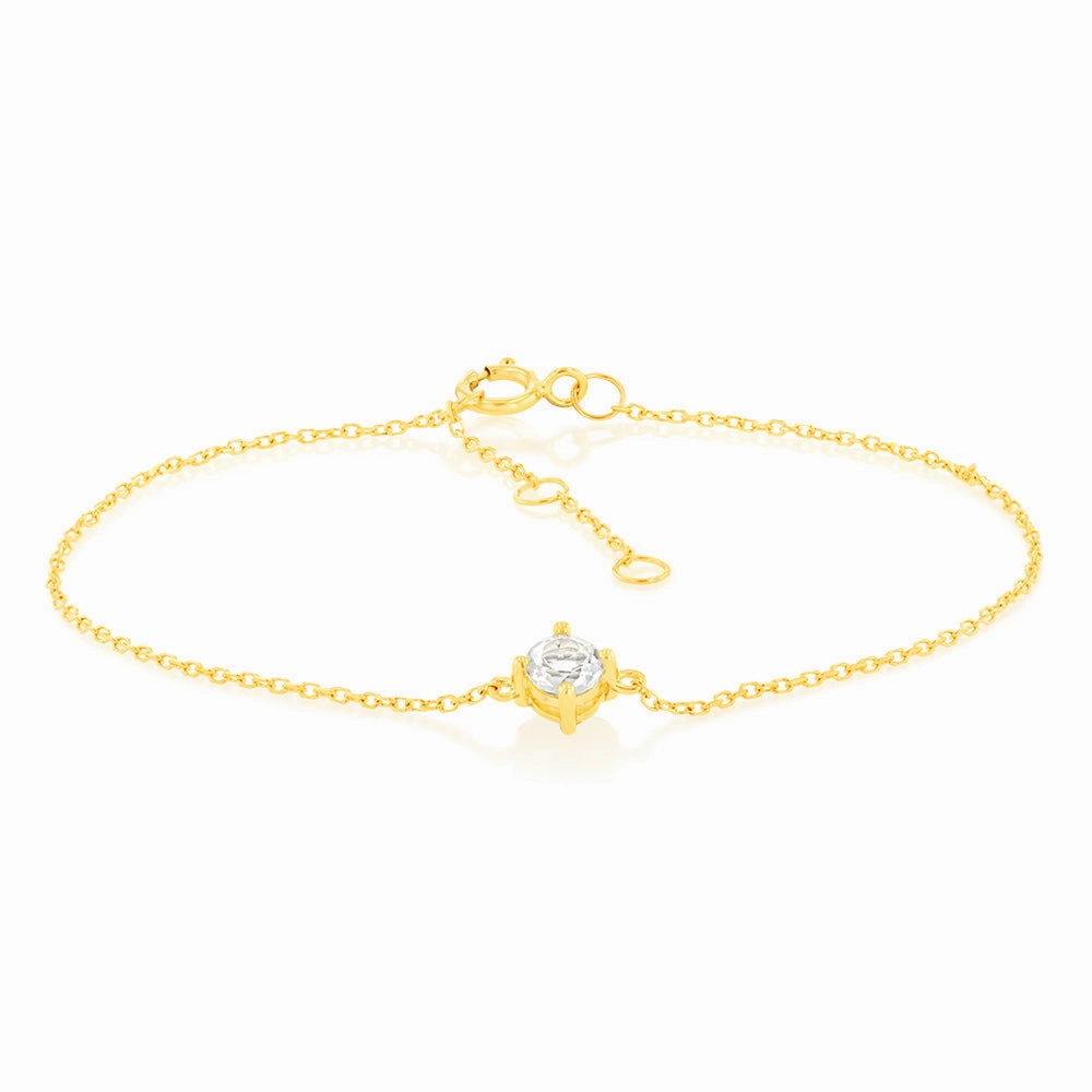 0.30 Carat White Topaz Adjustable Bracelet 17cm in 9ct Yellow Gold