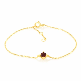 0.34 Carat Red Garnet Adjustable Bracelet 17cm in 9ct Yellow Gold