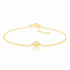 0.48 Carat Freshwater Pearl Adjustable Bracelet 17cm in 9ct Yellow Gold