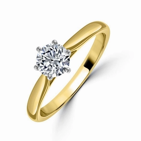 0.70ct Round Brilliant Cut Diamond Solitaire 18ct Yellow Gold Ring