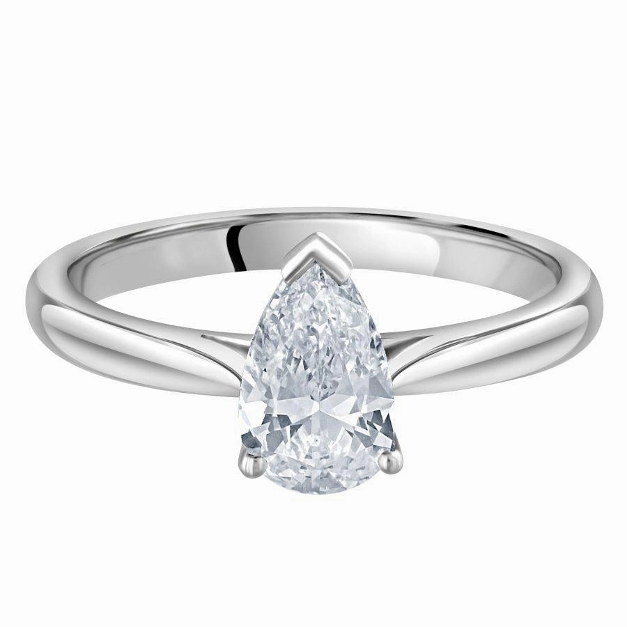 0.71ct Diamond Pear Cut Solitaire Platinum Ring