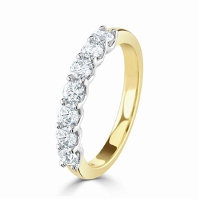 0.72ct Claw Set Round Brilliant Cut Diamond 18ct Yellow Gold Half Eternity Band