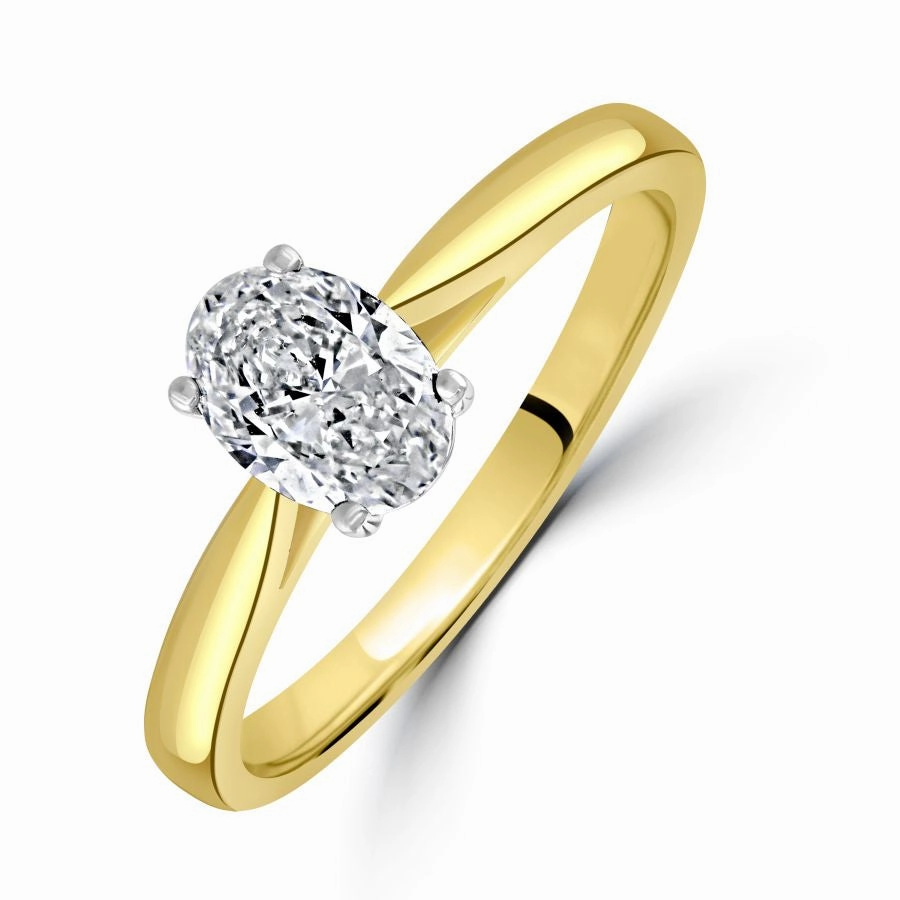 0.72ct Oval Cut Diamond Solitaire 18ct Yellow Gold Ring