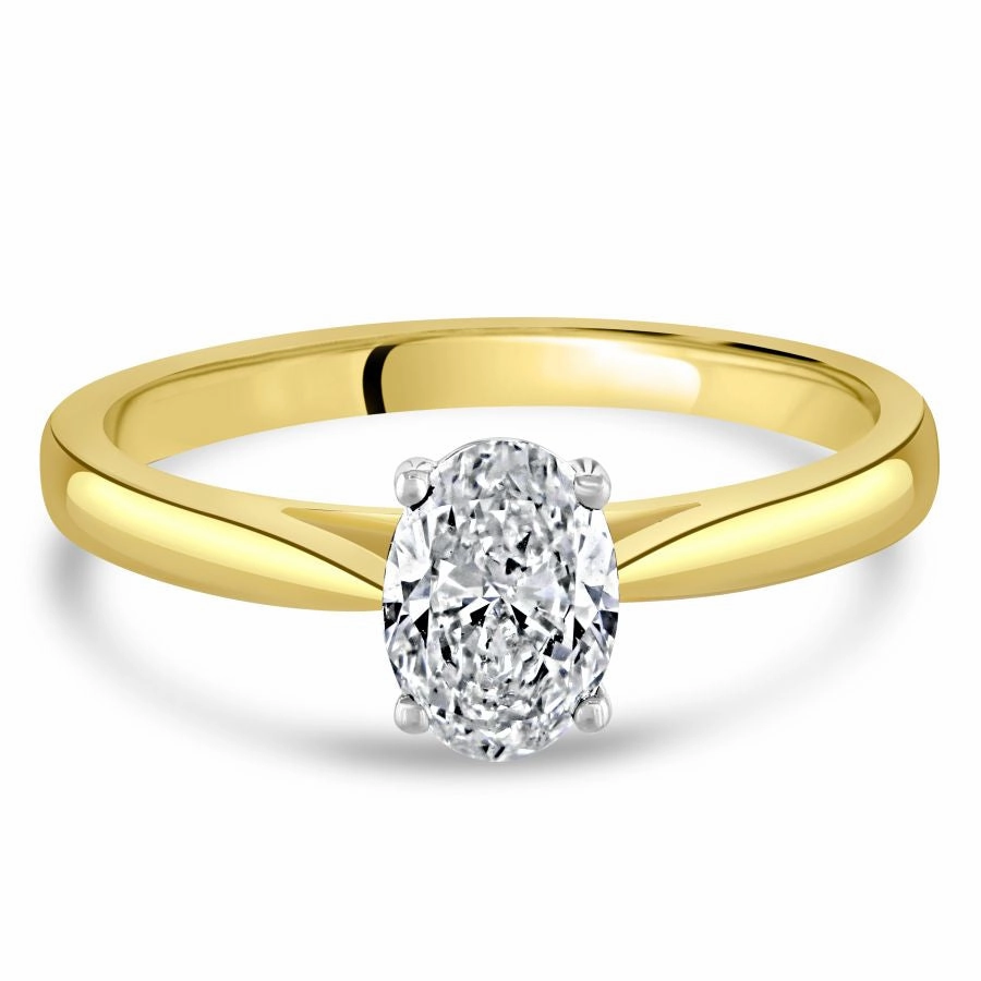 0.72ct Oval Cut Diamond Solitaire 18ct Yellow Gold Ring