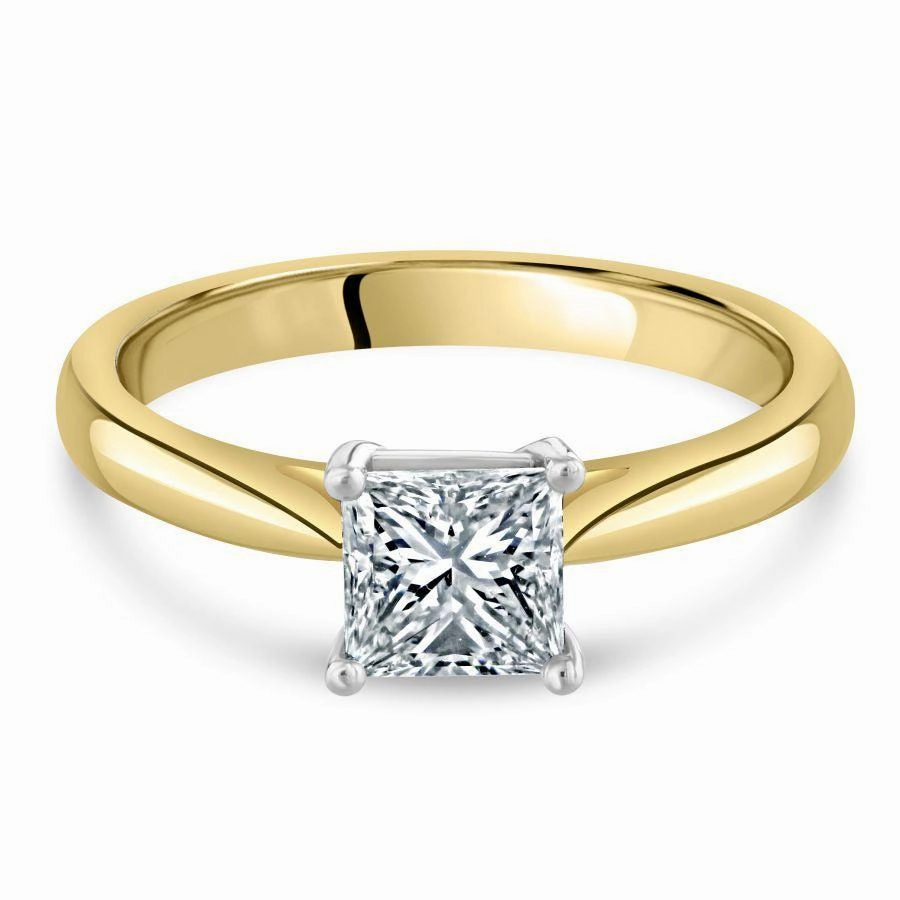 0.80ct Princess Cut Diamond Solitaire 18ct Yellow Gold Ring