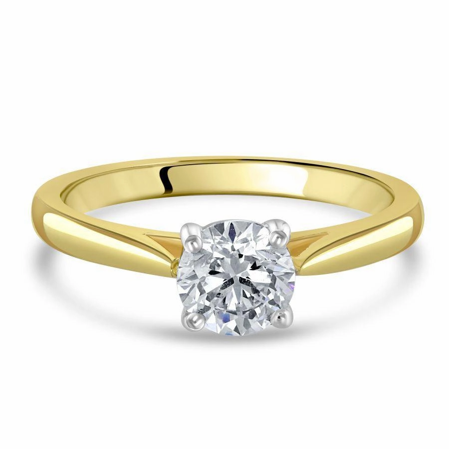 0.90ct Round Brilliant Cut Diamond Solitaire 18ct Yellow Gold Ring