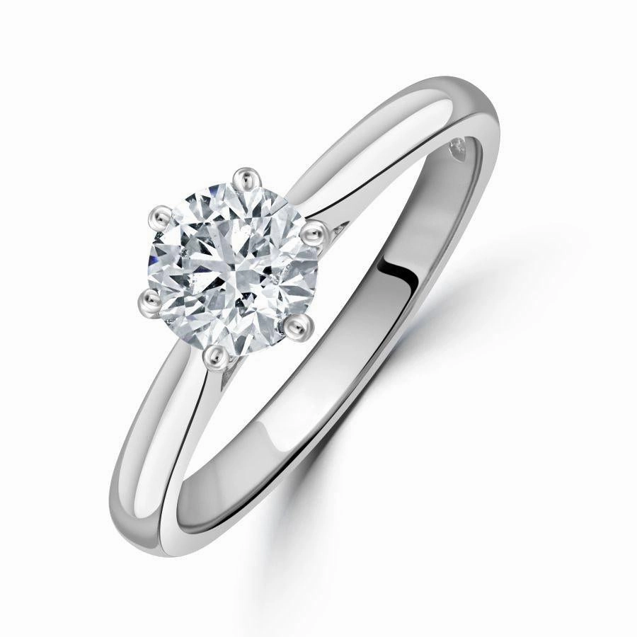 0.90ct Round Brilliant Cut Diamond Solitaire Platinum Ring