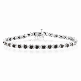 0.95 Carat Black Diamond Bracelet in Sterling Silver