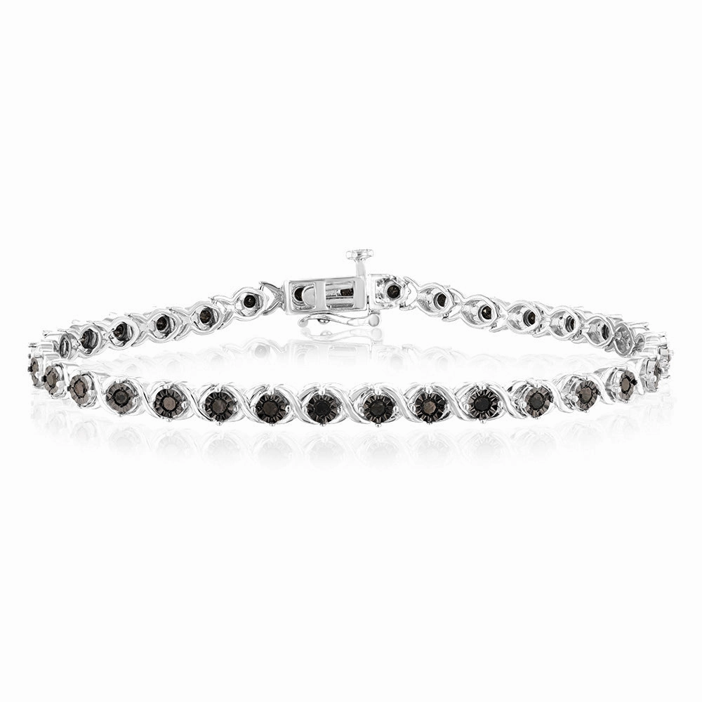 0.95 Carat Black Diamond Bracelet in Sterling Silver