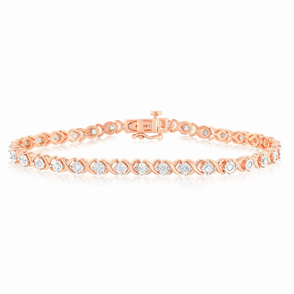 0.95 Carat Diamond Bracelet in Gold Plated Silver