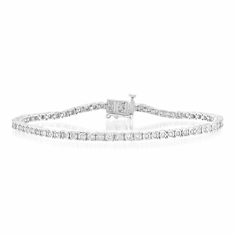 0.95 Carat Diamond Tennis Bracelet in Sterling Silver
