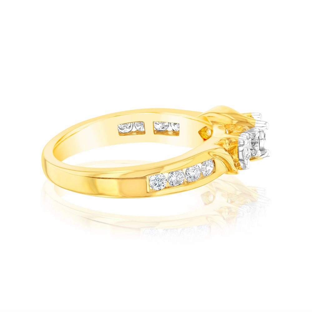 10ct Yellow Gold 0.45 Carat Diamond Trilogy Ring with 3 Round Brilliant Cut Diamonds
