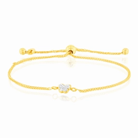 12 Diamonds Fancy Bracelet in Gold Plated Silver