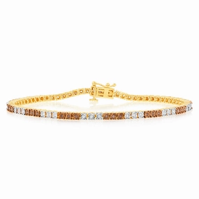 14ct Gold Plated Sterling Silver 19cm Bracelet with 1/4 Carat of White and Australian Champagne Diamonds