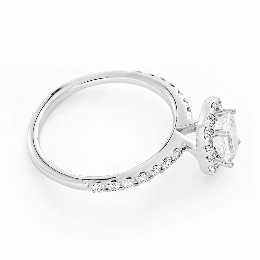 14ct White Gold 1.20 Carat Diamond Ring with 3/4 Carat Emerald Centre Diamond