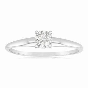 14ct White Gold Solitaire Ring With 50 Point Brilliant Cut Diamond
