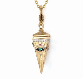 14KYG 0.39CT DIA 4-SIDED PENDULUM W/EMER&SAP