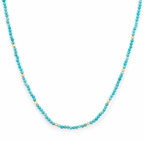 14KYG 18" DELICATE TURQUOISE BEADED CHAIN