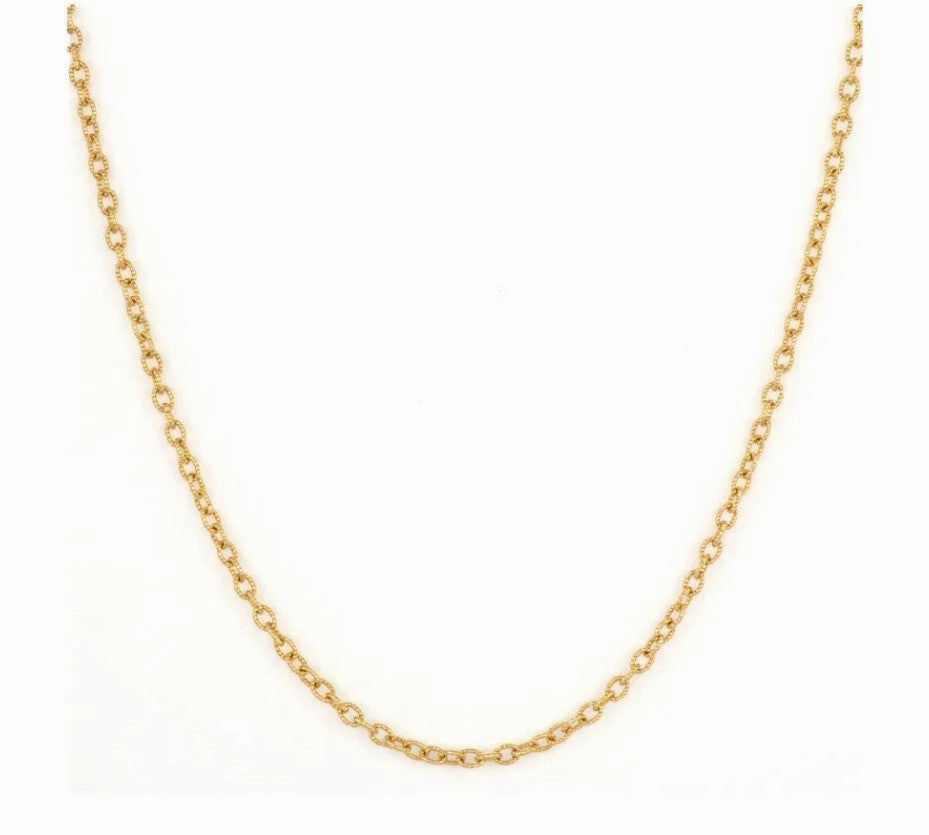 14KYG 22" TEXTURED OVAL LINK CHAIN