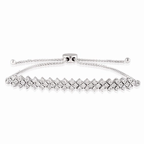 15 Points Diamond Bracelet with 52 Brilliant Cut Diamonds in Sterling Silver